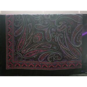 Vintage Nora Ricci Italian Paisley Wool Shawl – Oversized 46x92 Wrap, Jewel Tone